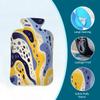 Hot Water Bottle with Cover 2L Purple Yellow Twisted Spots Hot Water Bag for Pain Relief Period Cramps, Winter Warmer view 4