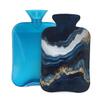 Hot Water Bottle with Cover 2L Blue Gold Marble Ripple Hot Water Bag for Pain Relief Period Cramps, Winter Warmer view 1