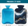 Hot Water Bottle with Cover 2L Blue Gold Marble Ripple Hot Water Bag for Pain Relief Period Cramps, Winter Warmer view 2