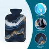 Hot Water Bottle with Cover 2L Blue Gold Marble Ripple Hot Water Bag for Pain Relief Period Cramps, Winter Warmer view 4