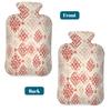 Hot Water Bottle with Cover 2L Red Retro Print Hot Water Bag for Pain Relief Period Cramps, Winter Warmer view 3
