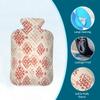 Hot Water Bottle with Cover 2L Red Retro Print Hot Water Bag for Pain Relief Period Cramps, Winter Warmer view 4