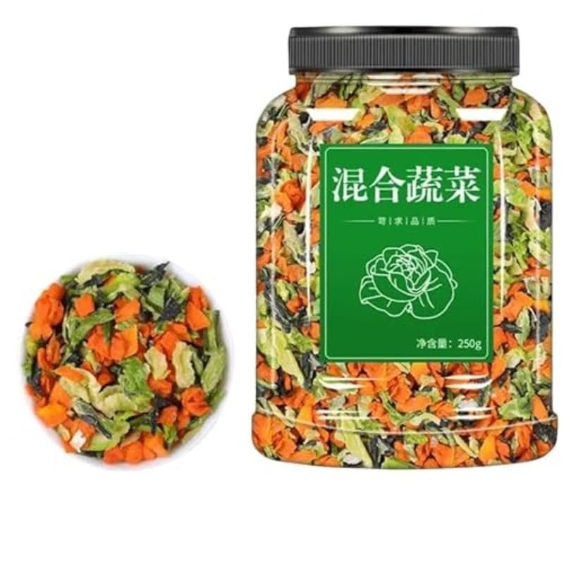 Dehydrated vegetables, dried greens and scallions, carrots, freeze-dried vegetables 250g/can, seasoning packet, soup ingredients, instant noodle side dishes, ready meals, mixed greens, Vegan (1 can)