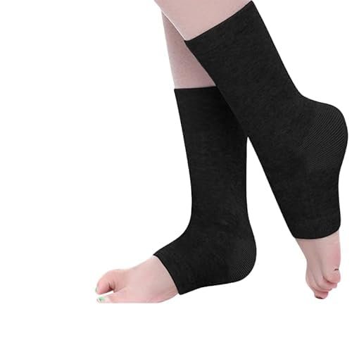 HuayoRong Bamboo Foot Sleeves - Premium Anti-Fatigue Bamboo Footsleeves, Ankle Brace Protection Socks for Women (Black,M(ShoeSize7-8.5))
