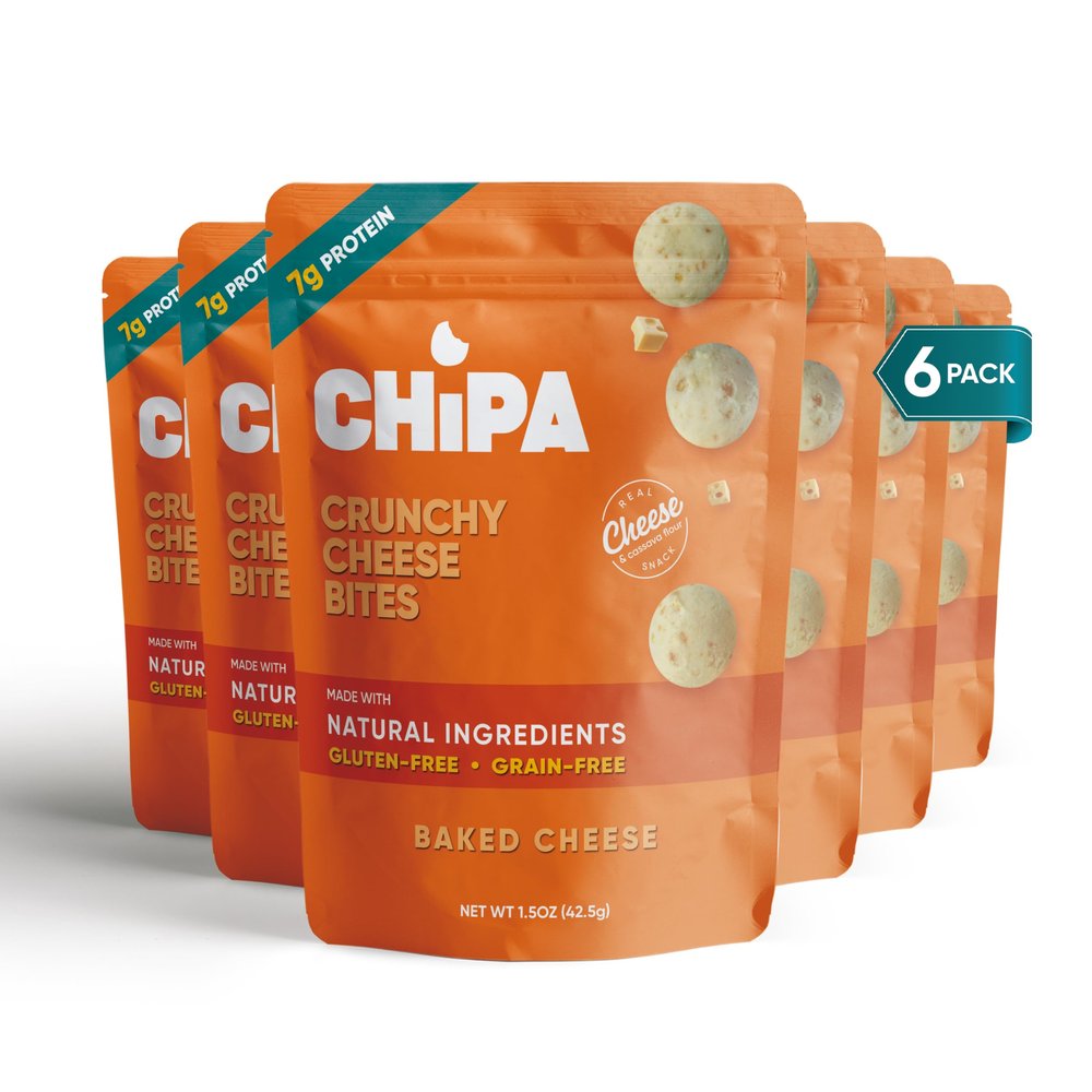 CHiPA Gluten-Free Cheese Snacks Inspired by Latin Cheese Bread Made with Cassava & Real Ingredients High-Protein (7g per Serving), Grain-Free, No Seed Oil & Baked Crunchy (6-Pack, 1.5oz Each)