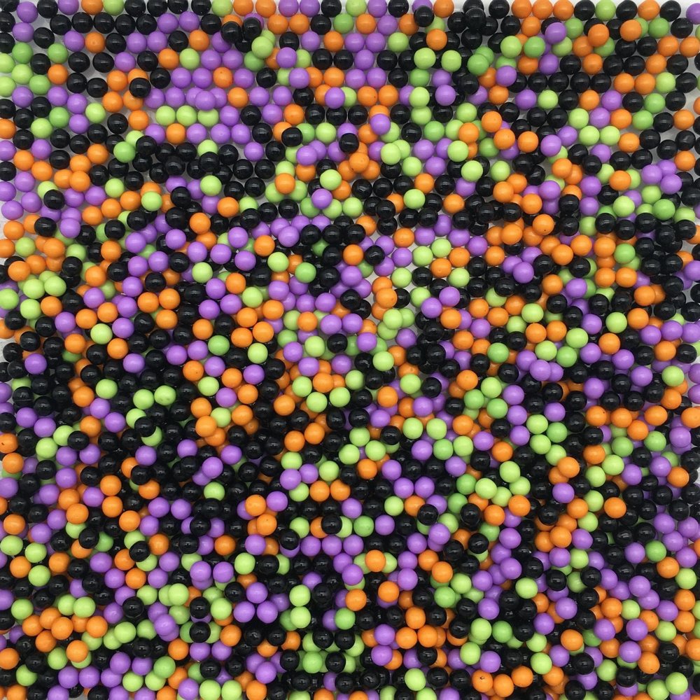 Sanderson Soiree Halloween Faux Nonpareil Sprinkles, 4mm Non-Edible Resin Caviar Beads for Crafts, Resin Art, Slime, and Decoden Decorations (Container)