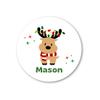 Emma Pink Studio Reindeer Christmas Custom Name Gift Stickers, Personalized Kids Initial Holiday Present Wrapping Labels (Green, 2" - 12 Stickers/Set) view 1