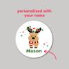 Emma Pink Studio Reindeer Christmas Custom Name Gift Stickers, Personalized Kids Initial Holiday Present Wrapping Labels (Green, 2" - 12 Stickers/Set) view 3
