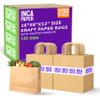 100 Kraft (Brown) Medium Paper Bags with Handles of 8" x 4.75" x 10.25" | Shopping Bags for Small Business, Food, Grocery Retail, Merchandise | Bulk DIY Gift Bags Wedding, Birthday, Party Favor view 1
