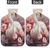 YPPAHHHH 2L Hot Water Bottle with Soft Cover White Swan Floral Art Reusable Hot & Cold Therapy Bag for Pain Relief Menstrual Cramps, Feet Warmth Winter Gift view 4
