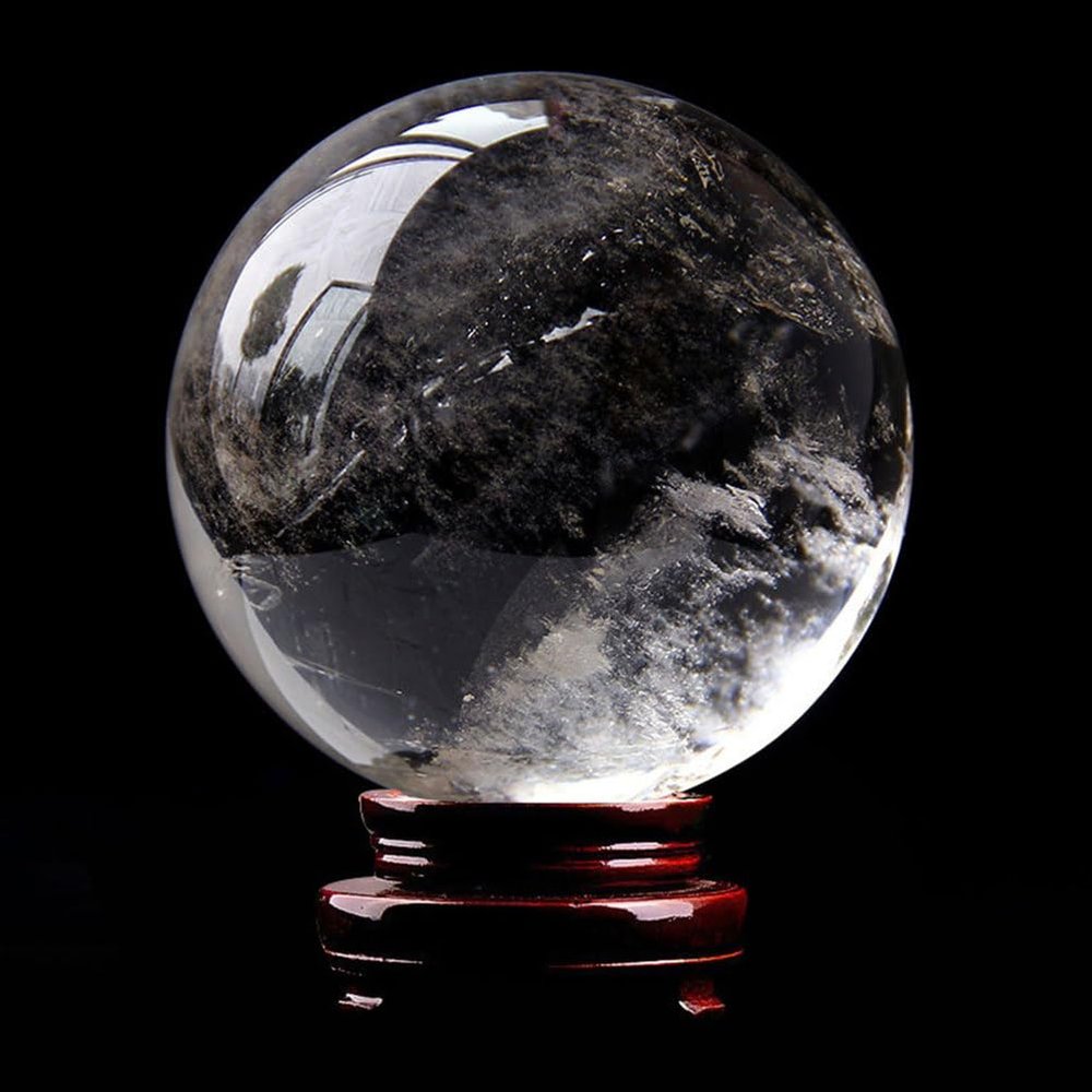 UNYQBFKM Natural Clear Quartz Crystal Ball, White Crystal Sphere Healing Crystal Ball Gemstones Sphere Balls for Feng Shui, Office Desk, Home Decor Reiki Healing and Wealth Manifestation,11cm
