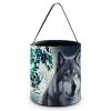 TKJMCSW Halloween Trick Or Treat Bucket Wolf Under Moon Candy Bag with Handle Reusable Goodie Basket Tote Large Snack Grocery Party Favors Supplies view 1