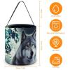 TKJMCSW Halloween Trick Or Treat Bucket Wolf Under Moon Candy Bag with Handle Reusable Goodie Basket Tote Large Snack Grocery Party Favors Supplies view 2