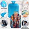 YPPAHHHH 2L Hot Water Bottle with Soft Cover Oil Painting Art Elephant Print Reusable Hot & Cold Therapy Bag for Pain Relief Menstrual Cramps, Feet Warmth Winter Gift view 3