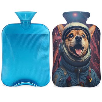 YPPAHHHH 2L Hot Water Bottle with Soft Cover Space Universe Dog AstronautReusable Hot & Cold Therapy Bag for Pain Relief Menstrual Cramps, Feet Warmth Winter Gift