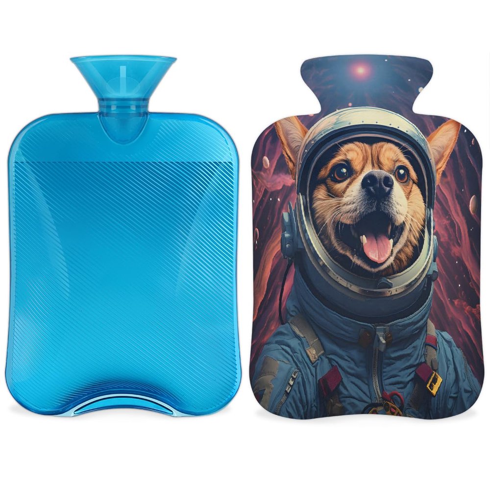 YPPAHHHH 2L Hot Water Bottle with Soft Cover Space Universe Dog AstronautReusable Hot & Cold Therapy Bag for Pain Relief Menstrual Cramps, Feet Warmth Winter Gift