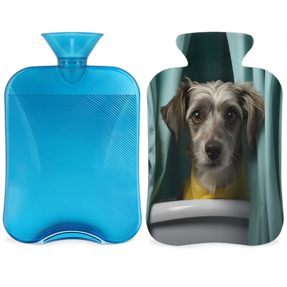 YPPAHHHH 2L Hot Water Bottle with Soft Cover Funny Dog Bathtub Reusable Hot & Cold Therapy Bag for Pain Relief Menstrual Cramps, Feet Warmth Winter Gift