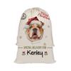 GABSHAIM Christmas Santa Sack with Bulldog Dog Custom Name Large Cotton Linen Santa Bag Special Delivery for Family Friend Xmas Decor 19.5 x 27.5 Inch view 1