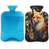 YPPAHHHH 2L Hot Water Bottle with Soft Cover Floral Animal Fox Painting Reusable Hot & Cold Therapy Bag for Pain Relief Menstrual Cramps, Feet Warmth Winter Gift view 1