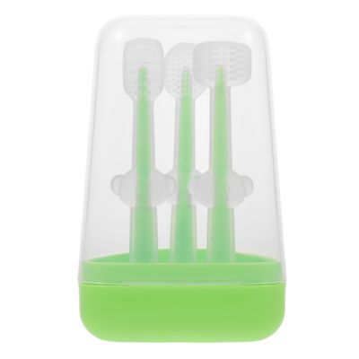 NOLITOY Silicone Toothbrush for Newborns Soft Finger Toothbrush Tongue Coating Cleaner Gum Brush for Gentle Oral Care Ergonomic Design with Transparent Stand for Easy Storage