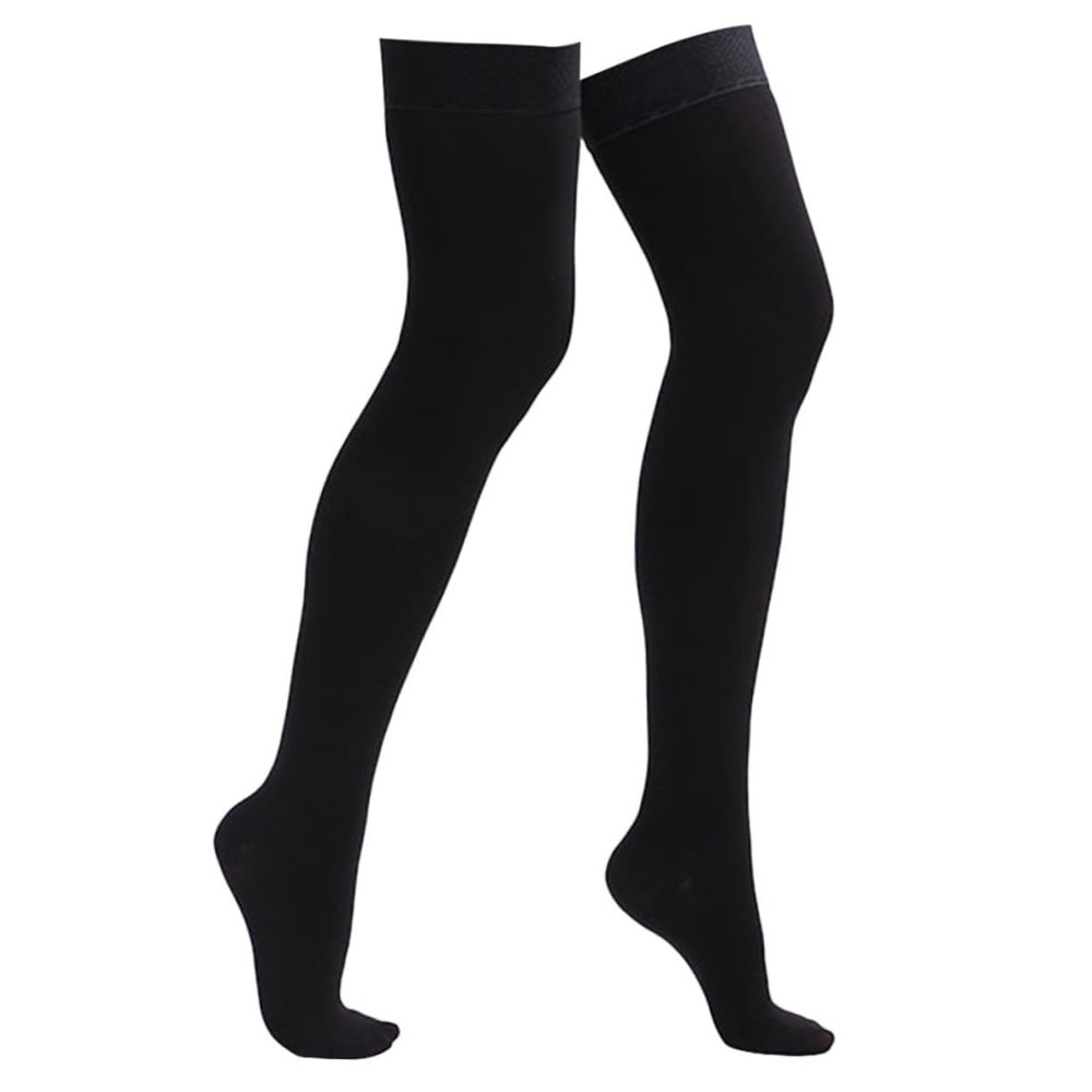 VALICLUD Over Knee Compression Socks Women Wear-resistant Breathable Thigh High Stockings Closed Toe Support for Circulation Leg Fatigue and Varicose Veins Black Xl