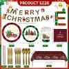 LAIAMER 194 Pcs Christmas Paper Plates & Napkins Sets,Christmas Dinnerware/Tableware Disposable Sets Including Cups Straws Plastic Cutlery Banner Tablecloth for Xmas Party Supplies,Serves 24 Guests view 3