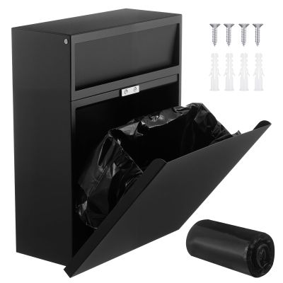 Kritkin Sanitary Napkin Disposal Receptacle Wall Mounted, Commercial Restroom Feminine Hygiene Waste Bin with 100 Black Liner Bags, Metal Tampon Disposal Container for Office, Clinic, Hotel Bathroom