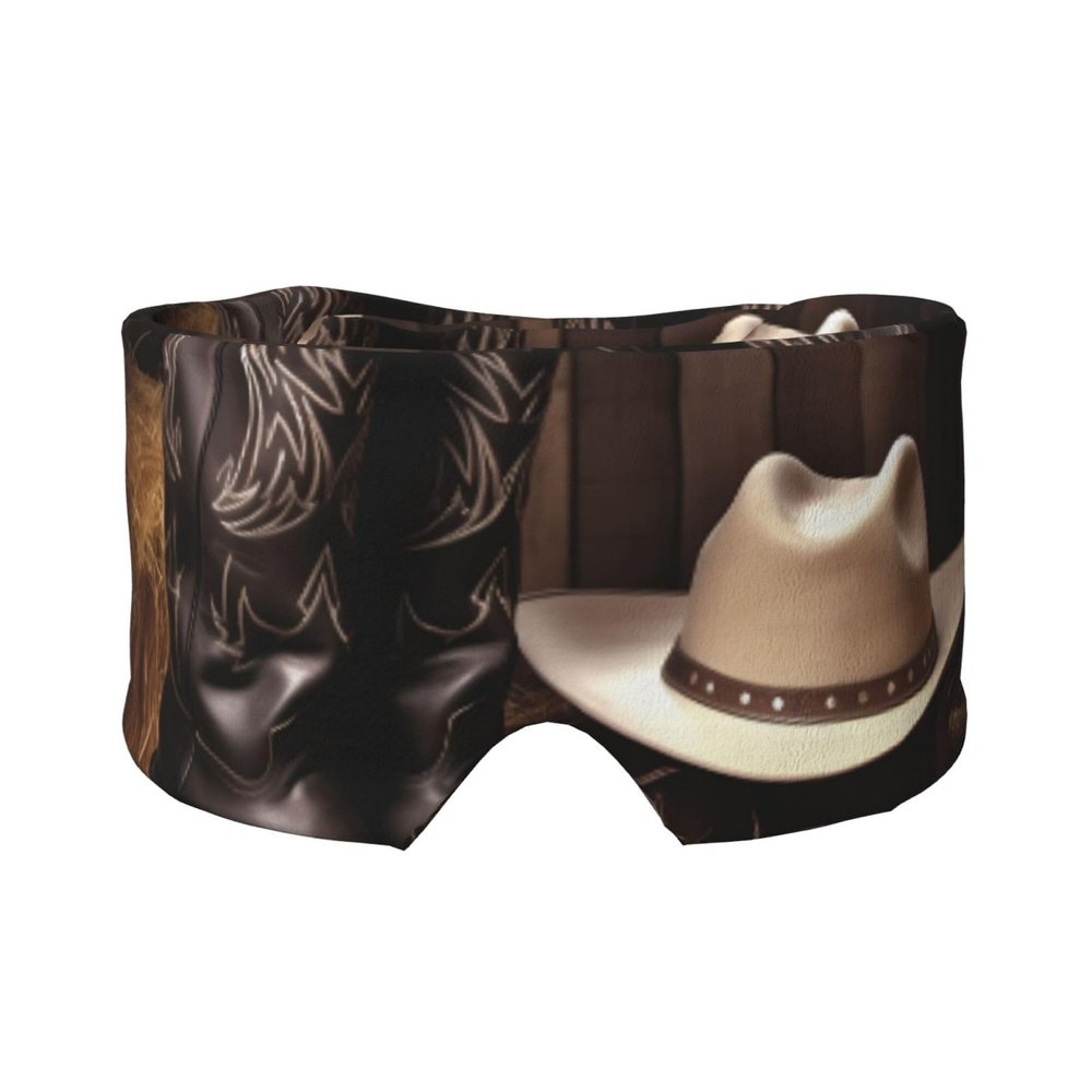 Cowboy Black Hat Western Boots Sleep Eye Mask Ultra Soft Comfortable Sleeping Masks Blockout Adjustable Eye and Ear Cover for Women Men Deep Rest Travel Work Home