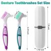 Clofiak 2Pcs Denture Cleaning Brush Kit, False Teeth Toothbrush with Case view 2