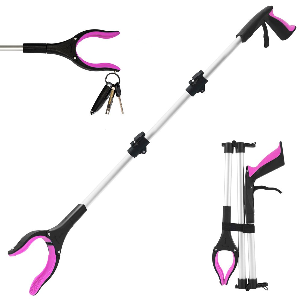 Grabber Reacher Tool for Seniors, 36" Foldable Reacher Grabbers Pickup Stick with Anti-Slip 360 Rotating Jaw, with Magnet for Disabled, After Surgery Recovery (Pink, 36Inch 1 Pack)