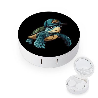 Sea Turtle Contact Lens Case Portable Travel Box Holder with Mirror