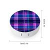 Blue Purple Plaid Print Contact Lens Case Portable Travel Box Holder with Mirror view 2