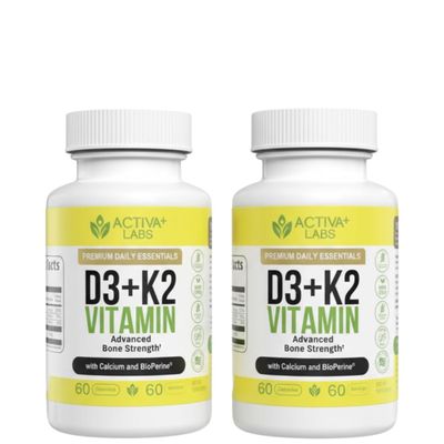 Activa Labs Vitamin D3 & K2 Vegan, Non-GMO Bone & Teeth Support Supplement Immune & Muscle Function Heart Health D3 K2 Vitamins for Men & Women, Gluten & Sugar Free120 Days Supply