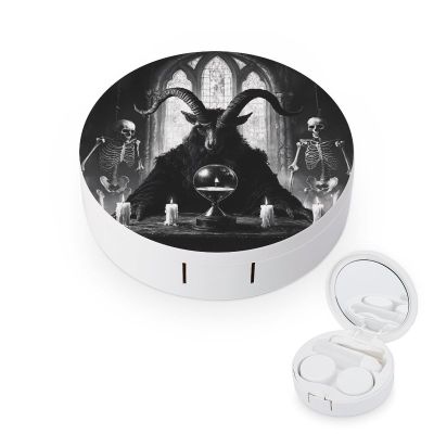 Baphomet Satan Goat Contact Lens Case Portable Travel Box Holder with Mirror
