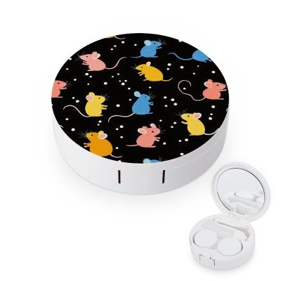 Colorful Rat Contact Lens Case Portable Travel Box Holder with Mirror