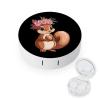 Cute Squirrel with Flowers Contact Lens Case Portable Travel Box Holder with Mirror view 1