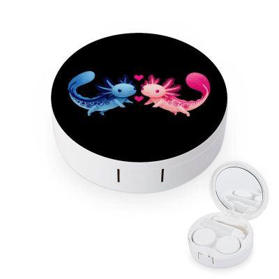 Axolotl Contact Lens Case Portable Travel Box Holder with Mirror