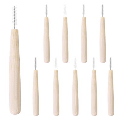 SALERUAQI Bamboo Handle Interdental Brushes Toothpick Dental Flossing Head Toothpick Cleaning Tool for Sensitive Teeth Post-Dental Care 10pcs