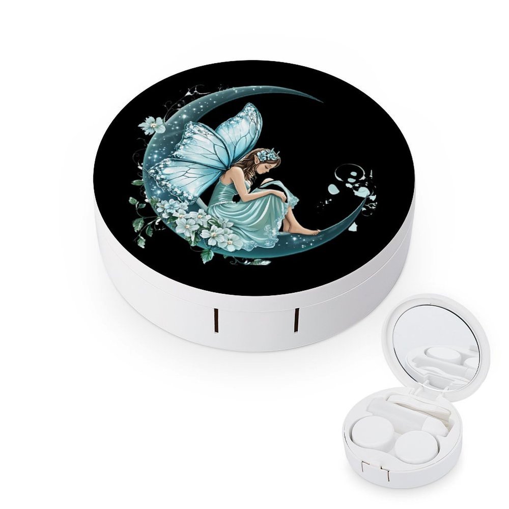Elf Women Contact Lens Case Portable Travel Box Holder with Mirror