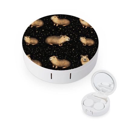 Capybara Contact Lens Case Portable Travel Box Holder with Mirror