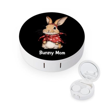 Bunny Rabbit Mom Contact Lens Case Portable Travel Box Holder with Mirror