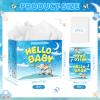Neptniopllab Elephant Baby Gift Bag with Tissue Paper and Greeting Card, Blue Baby Shower Wrapping Paper Bag for Baby Boy&Girl Kids Birthday Party,Newborn,New Moms or Parents view 2