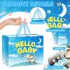Neptniopllab Elephant Baby Gift Bag with Tissue Paper and Greeting Card, Blue Baby Shower Wrapping Paper Bag for Baby Boy&Girl Kids Birthday Party,Newborn,New Moms or Parents view 3