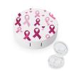 Breast Cancer Awareness Ribbon Contact Lens Case Portable Travel Box Holder with Mirror view 1