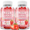 2 Pack Vegan Omega 3 Gummies 1000mg+CoQ10+Magnesium - w/Algae EPA 600mg & DHA 400mg, Fish Oil Omega-3 Supplements Alternative for Adults, for Brain, Eye, Immune Health, Strawberry Flavor, 120 Count view 1