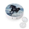 Black Horse Contact Lens Case Portable Travel Box Holder with Mirror view 1