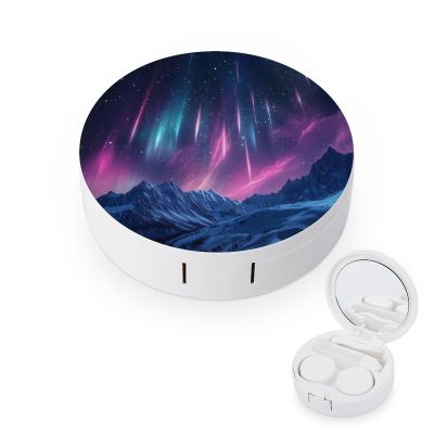 Aurora And Meteor Shower Contact Lens Case Portable Travel Box Holder with Mirror
