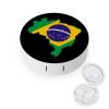 Brazil Flag Map Contact Lens Case Portable Travel Box Holder with Mirror view 1