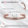 BioMag Copper Bracelet & Ring for Women, 99.99% Pure Copper Magnetic Bracelet Lymphatic Drainage Rings with 3500 Gauss Magnets, Adjustable & Flower Pattern (Copper-C-2PCS) view 2
