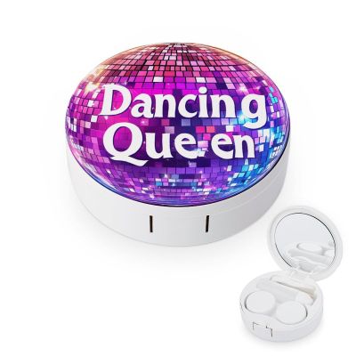 Dancing Queen Contact Lens Case Portable Travel Box Holder with Mirror